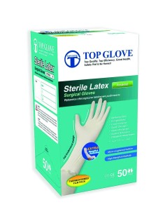 Rękawice chirurgiczne TOP GLOVE, lateksowe, pudrowane, sterylne, Rozm. 8,0, 1 para