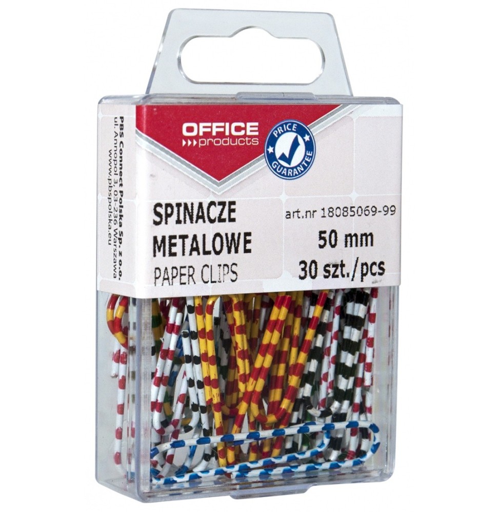 Spinacze metalowe  powlekane w pudełku, mix kolorów 1 OP